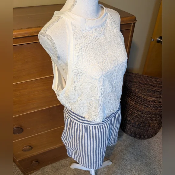 White Boho Lace Loose Fit Tank Top Halter Top Neck XXL - Picture 4 of 15